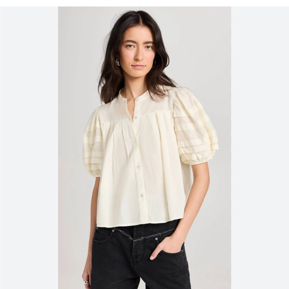Sea NY Salome Puff Sleeve Button Down Top
